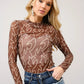 Paige Boots Stitch Throughout Mesh Mock Neck Fitted Top