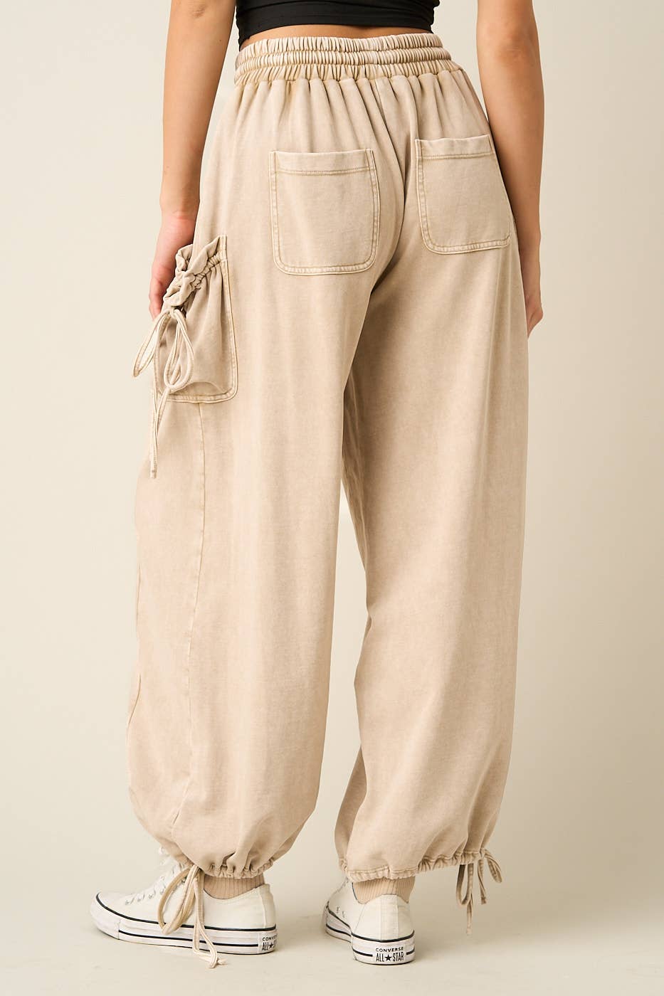 Julia Washed French Terry Drop Pocket Pant in Sandshell
