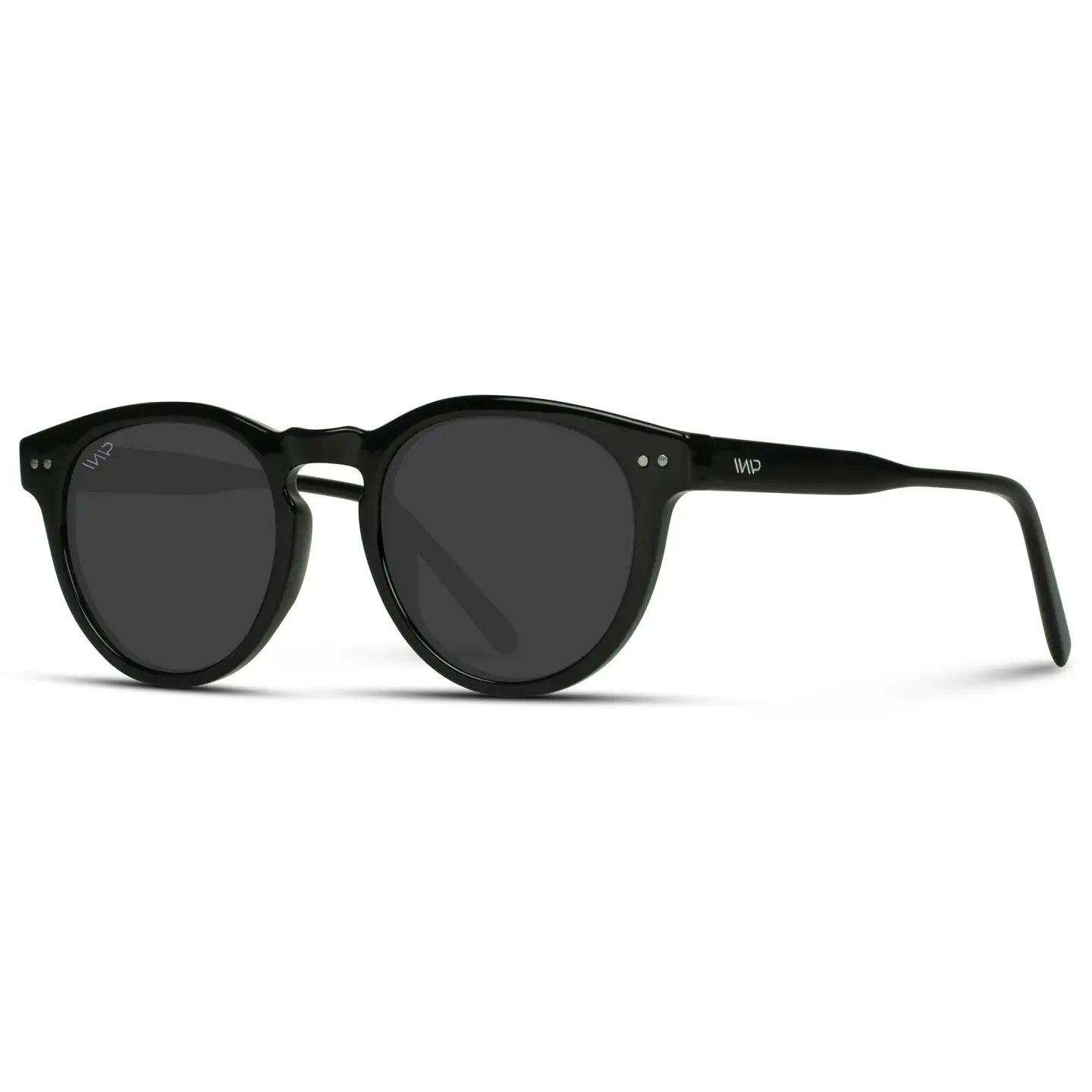 Tate Classic Round Retro Acetate Polarized Sunglasses in Black