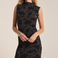 Tatum Shadow Floral Midi Dress Black