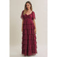 Cortney Smocked Maxi Dress in Burgundy