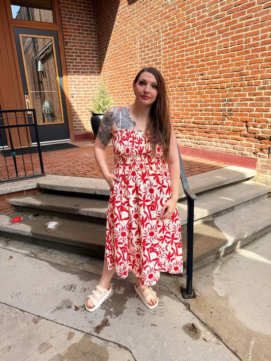 Renee Smocked Dress in Red