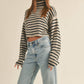 Amber Striped Turtle Neck Crop Sweater in Mocha/Black