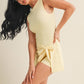 Sleeveless Wrap Tie Front Dress in Lemon