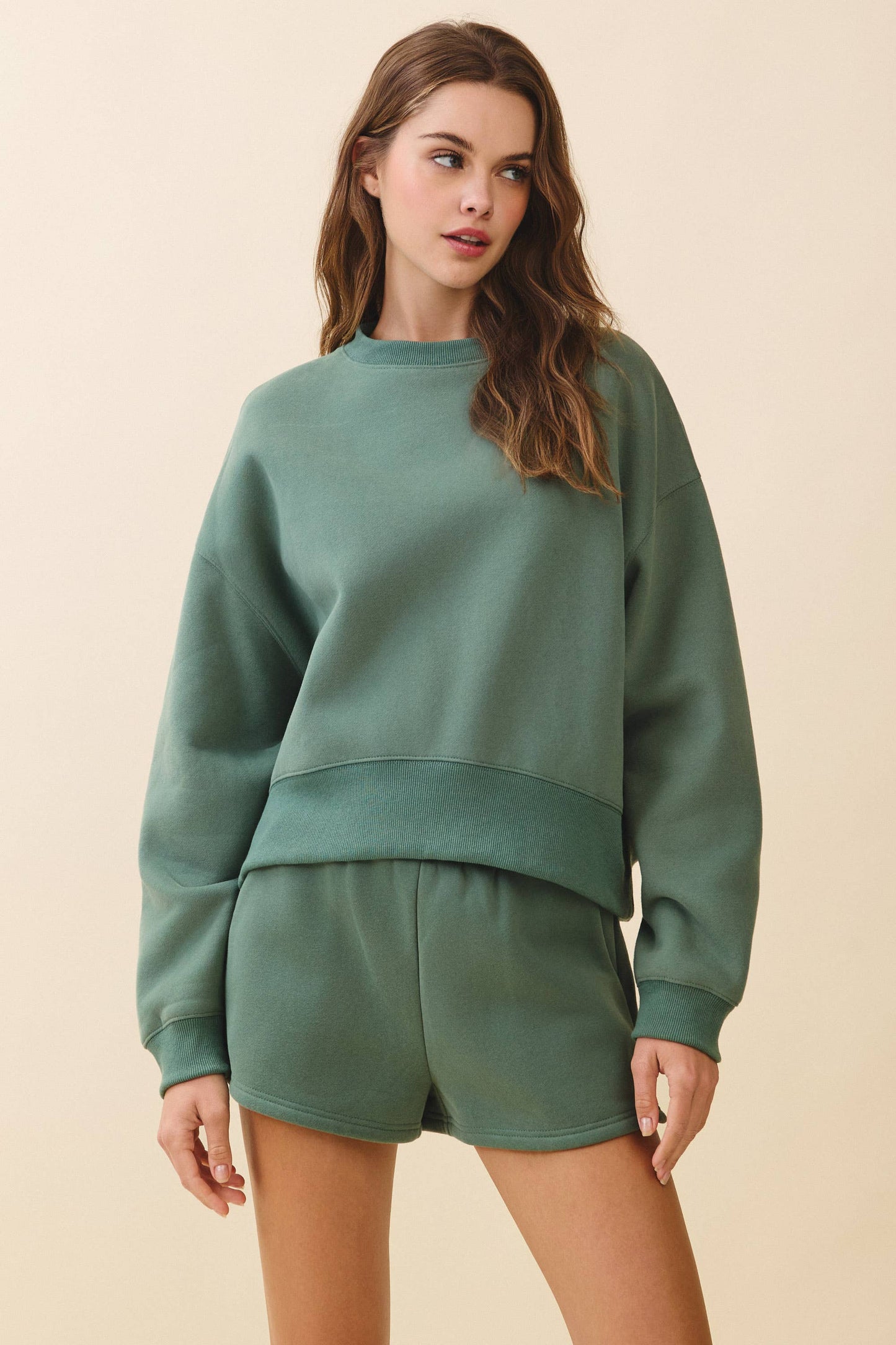 Green Dropped Shoulder Sweatshirt