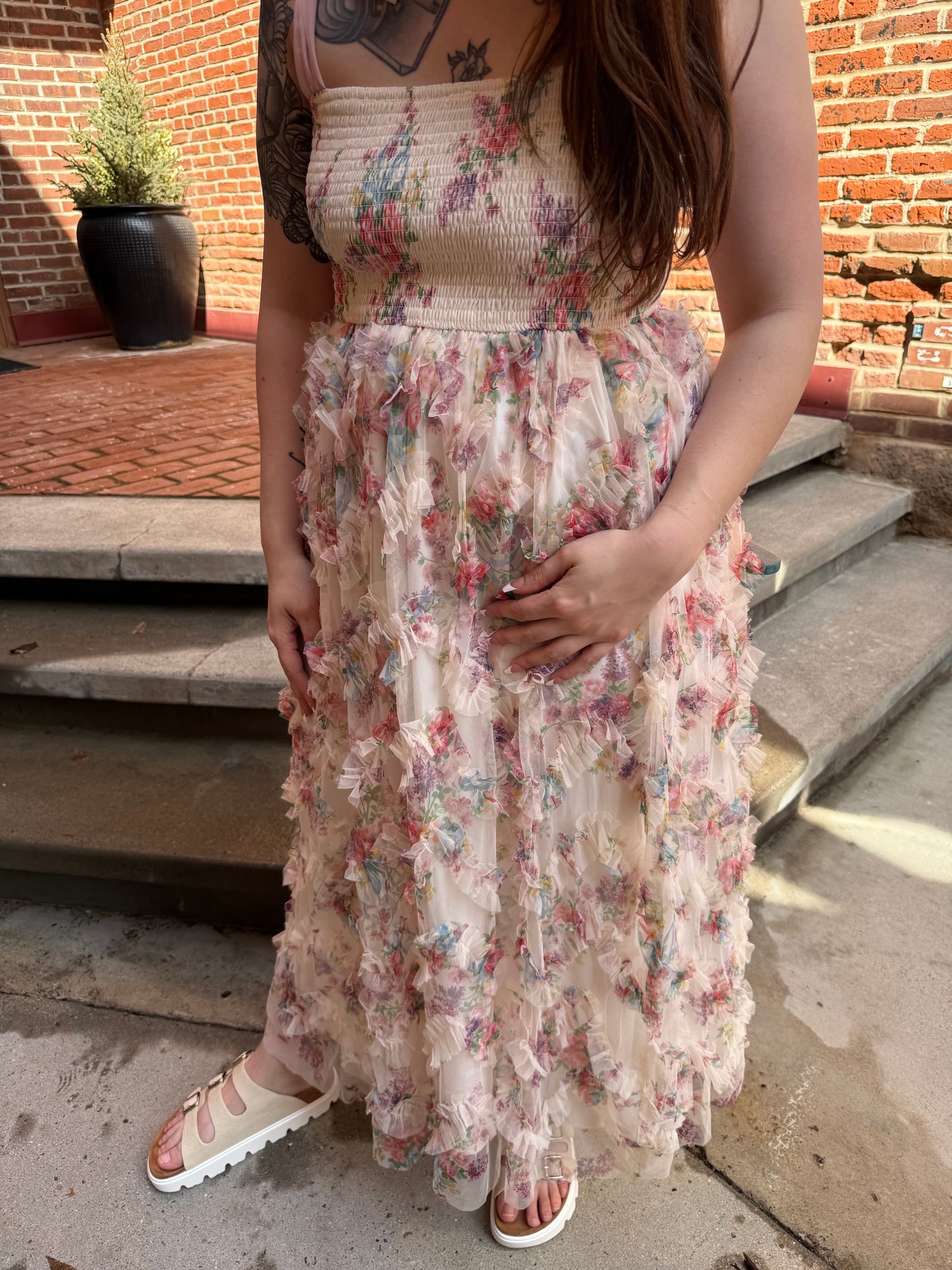 Kari Floral Smocked Midi Dress
