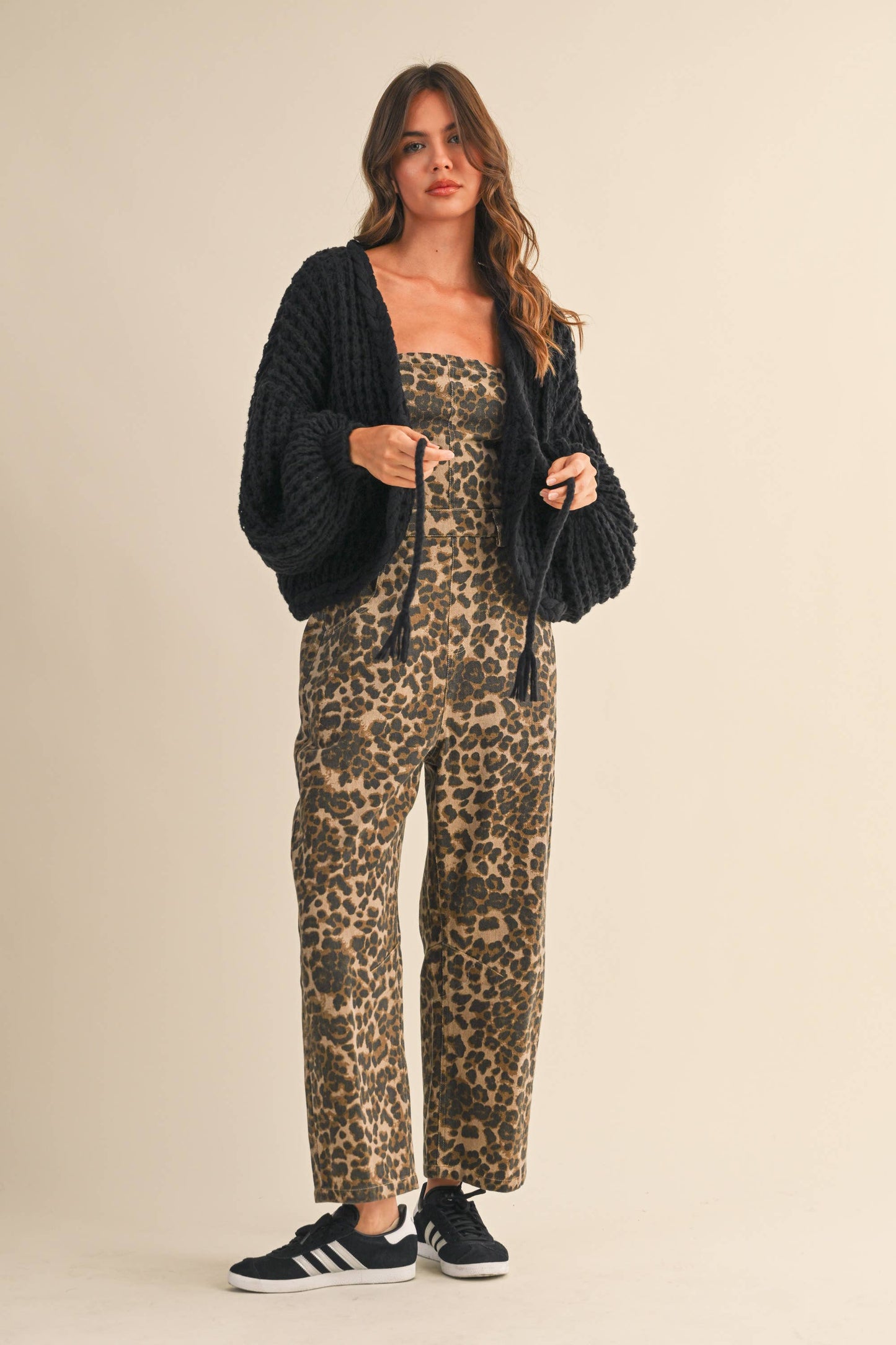 Christina Balloon Sleeve Cardigan in Black