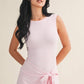 Sleeveless Wrap Tie Front Dress in Pink