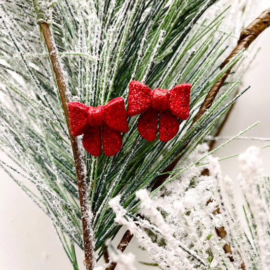 All Wrapped Studs | Handmade Polymer Clay Glitter Bow Studs