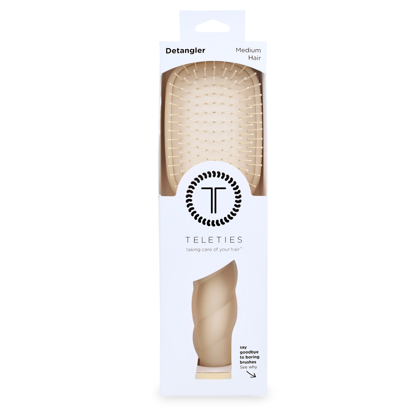 Teleties Detangler Hair Brush for Medium Hair in Tan
