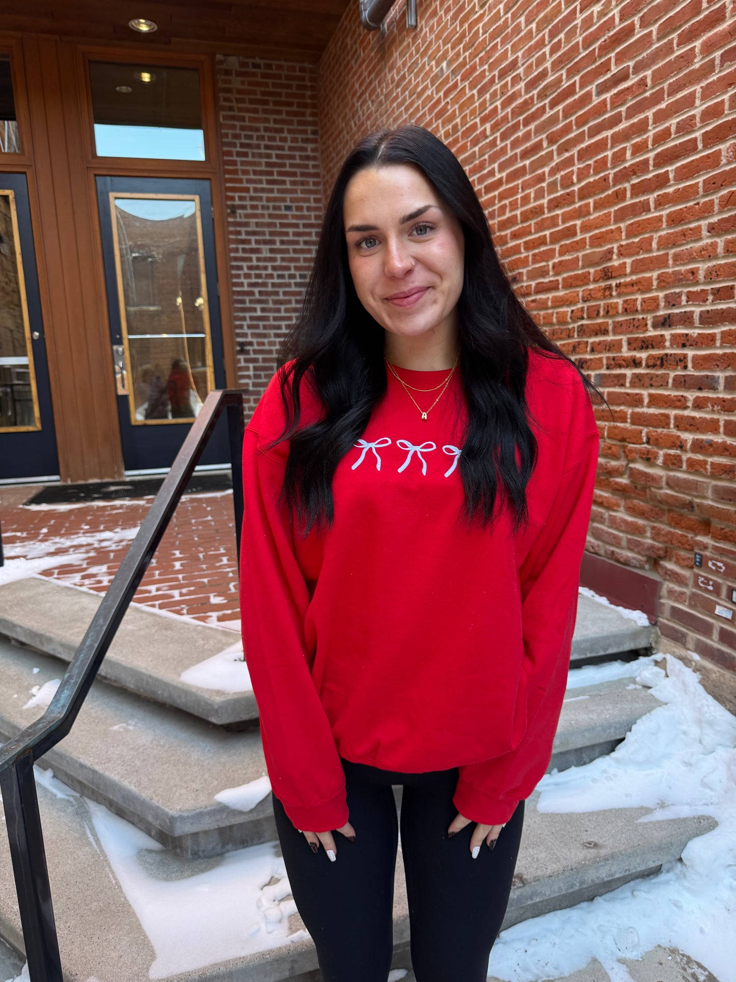 Dainty Bow Embroidered Crewneck