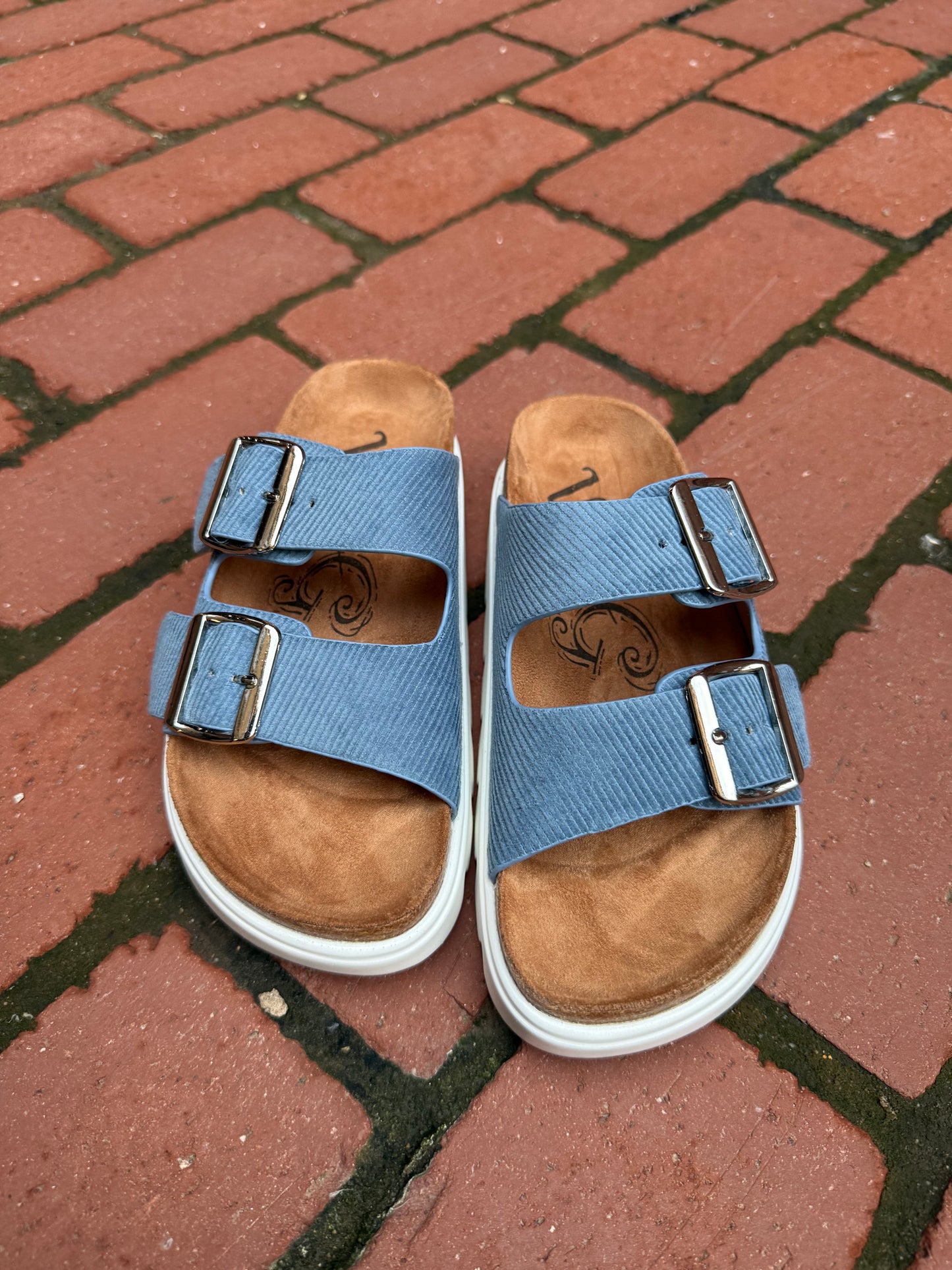 Jazmin Taupe Platform Sandals in Navy