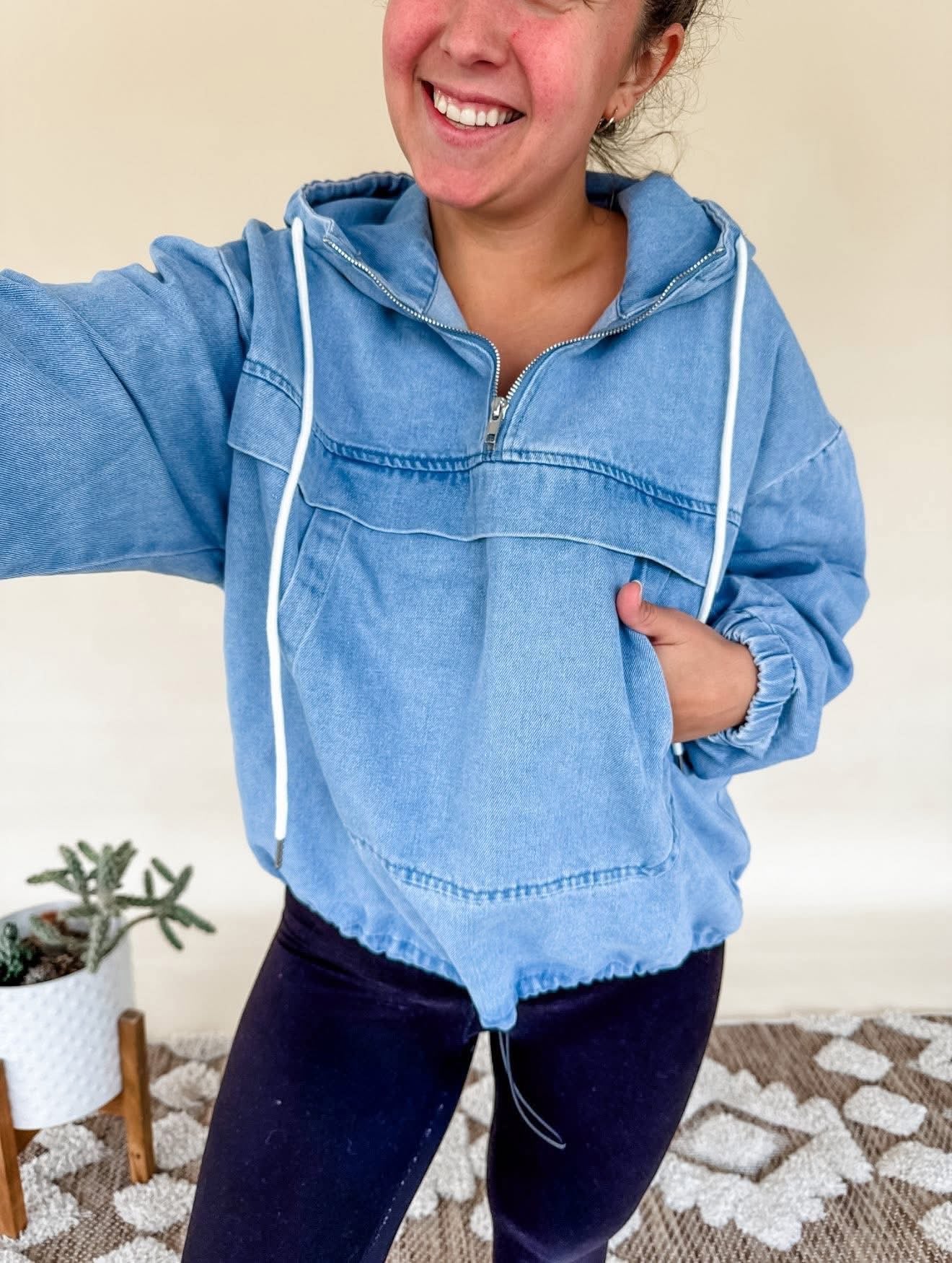 Carlie Denim Half Zip