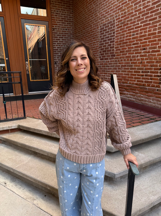 Kenzi Ash Mocha Cable Knit Sweater