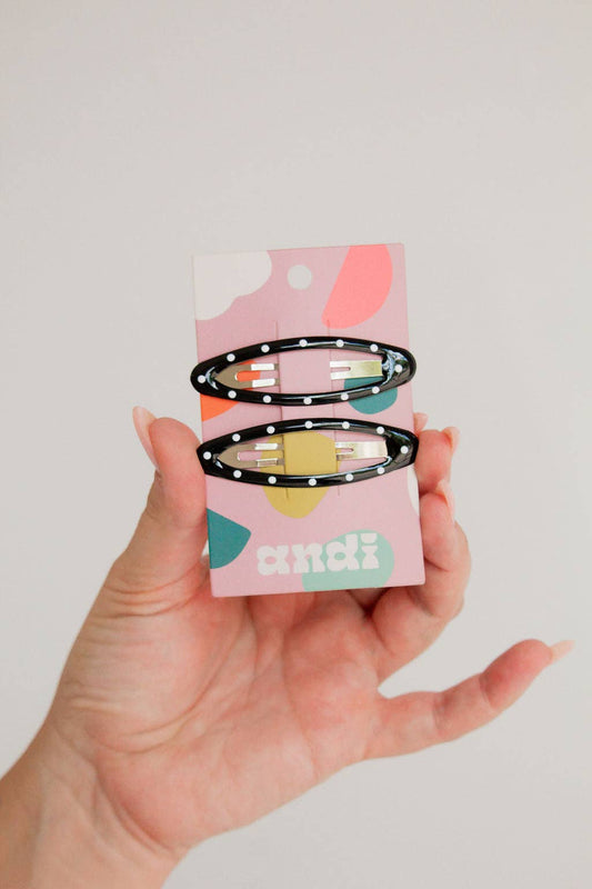 Neutral Dots Snap Clips 2-Pack: Black