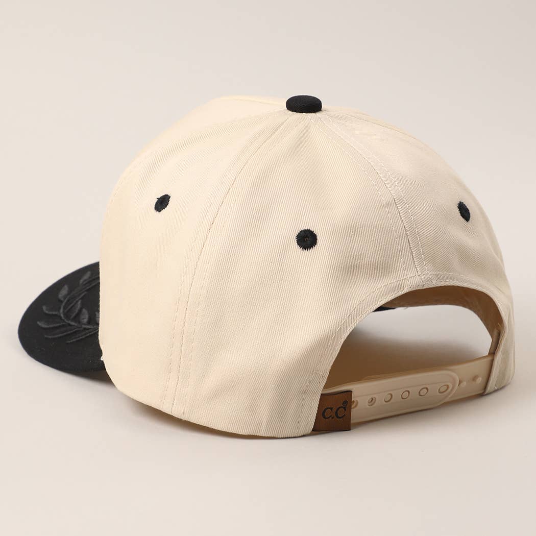 WIFEY Two-Tone Canvas Trucker Hat with Bay Leaf in Black