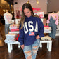Navy USA 4th Of July Embroidered Mockneck