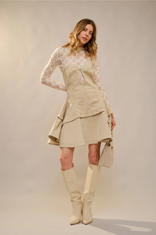 Sierra Western Stitch Sweetheart Denim Minidress