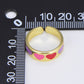 Gold Colorful Enamel Heart Open Adjustable Ring