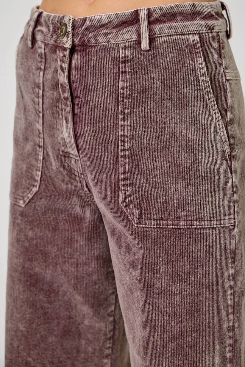 Julie Washed Corduroy Trousers in Eggplant