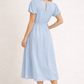Bailey Square Neck Back Slit Puff Maxi Dress in Ivory
