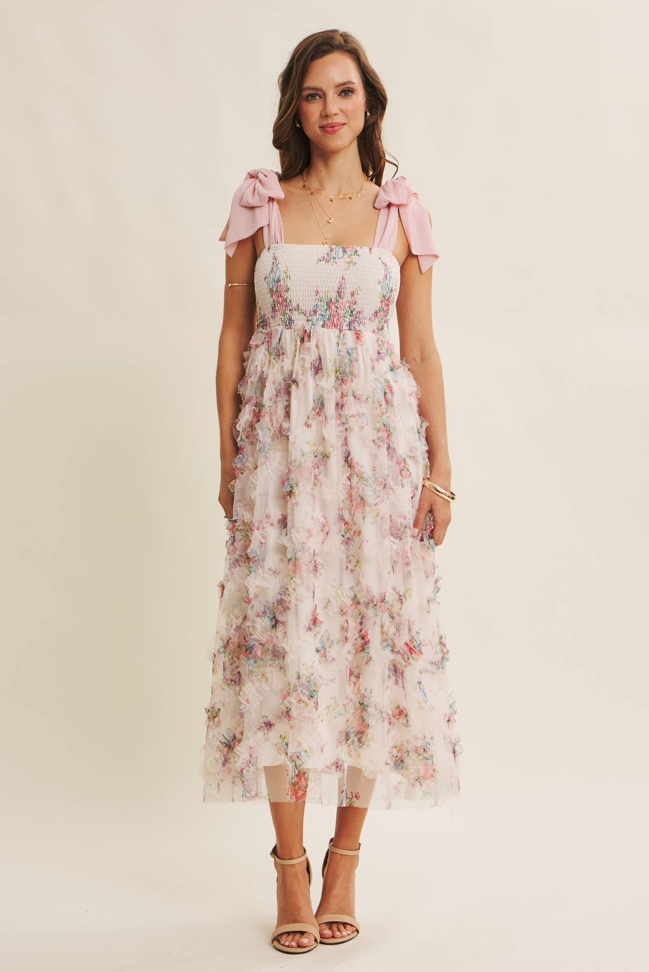 Kari Floral Smocked Midi Dress