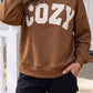 Cozy Plaid Letter Patchwork Mock Neck Sweatshirt
