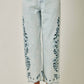 Cayla Embroidered Straight Leg Mom Jeans