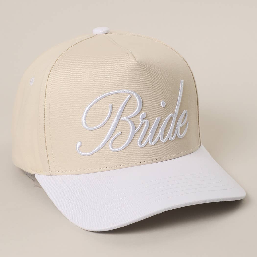 BRIDE Embroidered  Canvas Two-Tone Trucker Hat in White