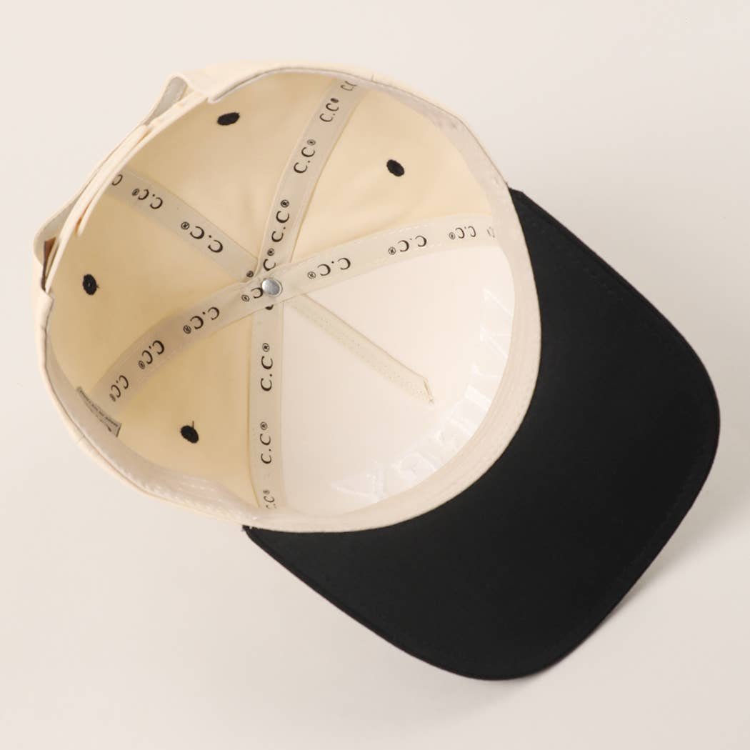 WIFEY Two-Tone Canvas Trucker Hat with Bay Leaf in Black