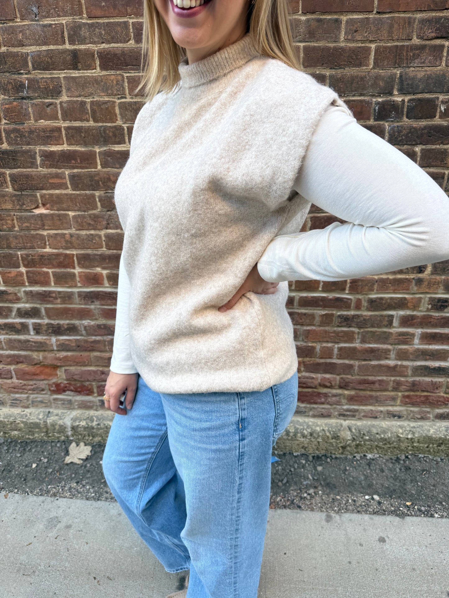 Willow Turtle Neck Cap Sleeve Sweater