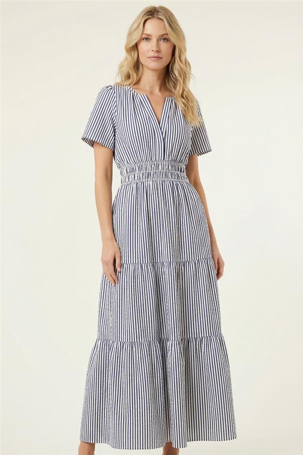 Amanda Striped Maxi Dress in Navy