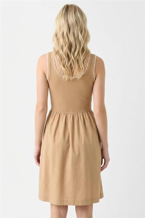 Jessica Double Scoop Neck Dress in Nude