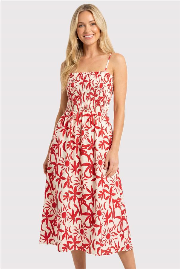 Renee Smocked Dress in Red