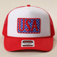 USA Embroidered Polka Dot Patch Foam Trucker Hat