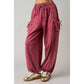 Julia Washed Cargo Pants in Burgundy