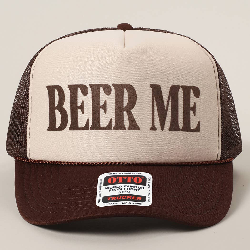 BEER ME Logo Printed Foam Mesh Trucker Hat