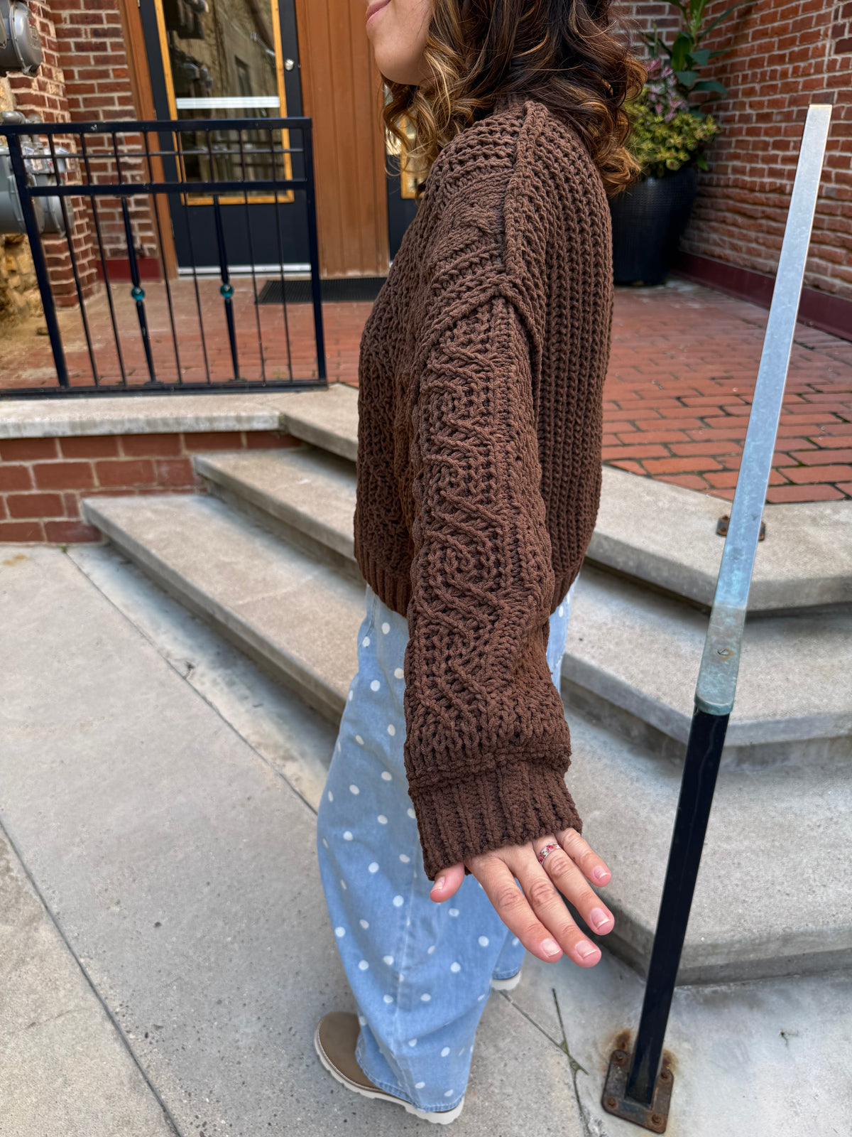 Kenzi Brown Cable Knit Sweater