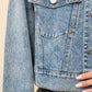 Josee Clear Crystal Crop Trucker Stretch Denim Jacket