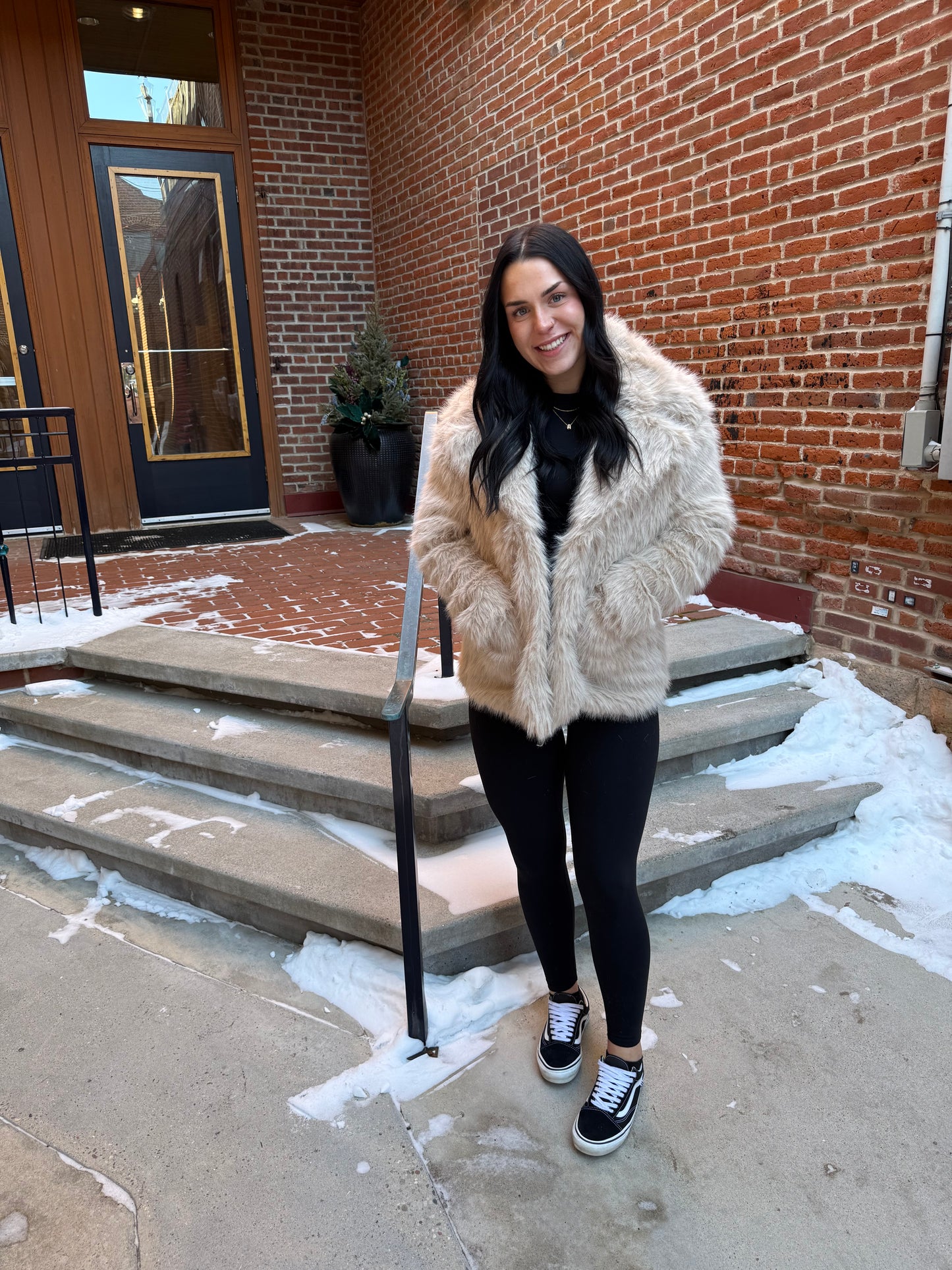 Diana Shaggy Notch Collared Faux Fur Coat
