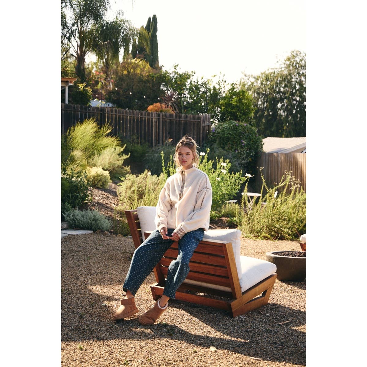 Morgan Gingham Sherpa Half Zip Pull Over