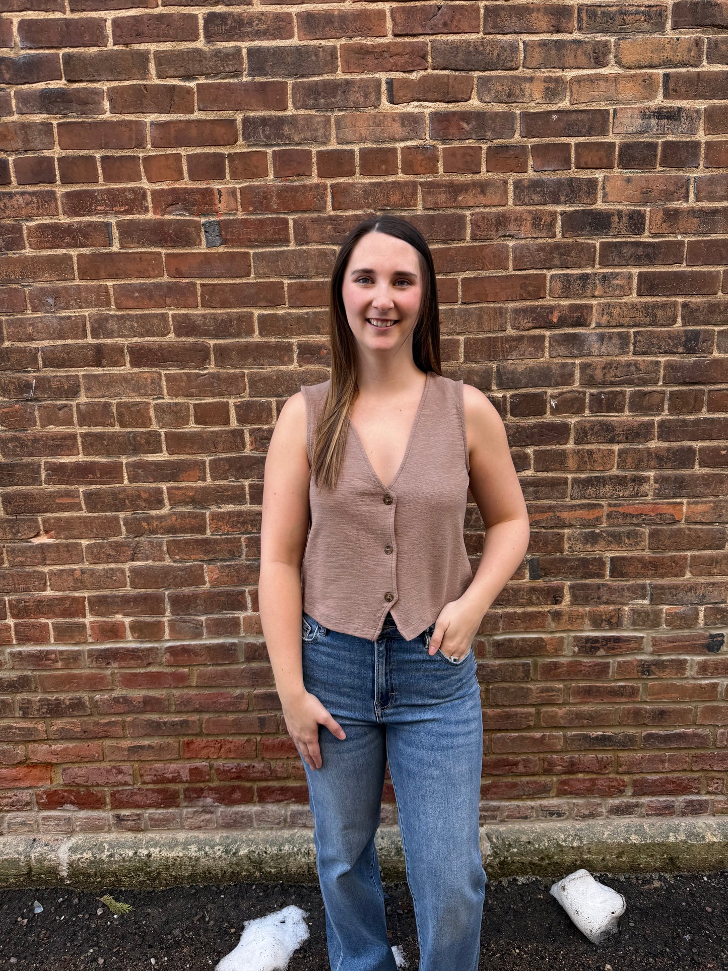 Noelle Textured Tank Top in Milk Shake