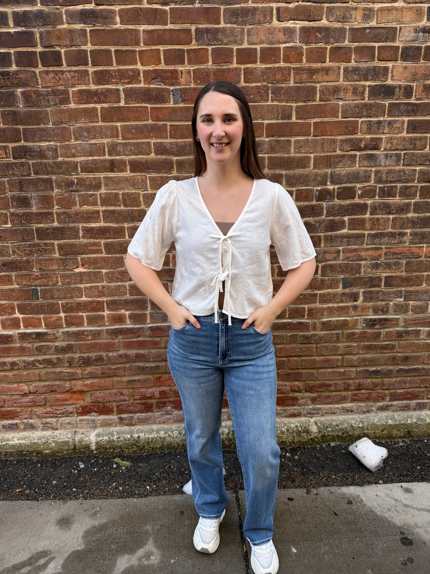 La Belle Linen Top in White