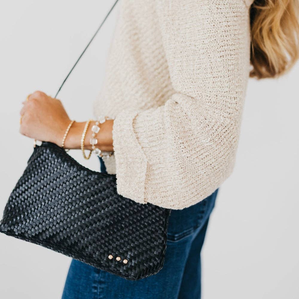 Jamie Woven Crossbody in Black