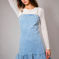 Ally Pearl Strap Stretch Denim Mini Denim Dress