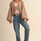 Christina Balloon Sleeve Cardigan in Taupe