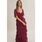 Cortney Smocked Maxi Dress in Burgundy