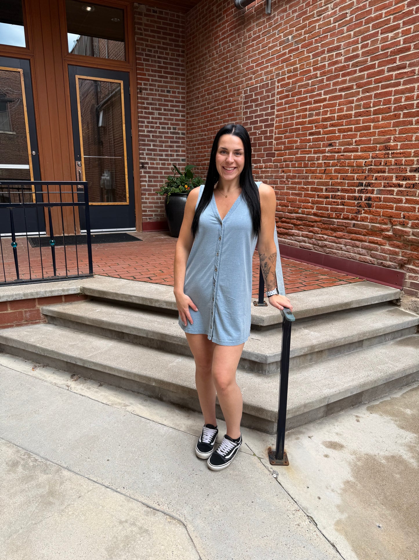Solace Jersey Denim Mini Dress in Light Denim