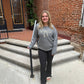 Addyson Bow Crew Sweater in Grey