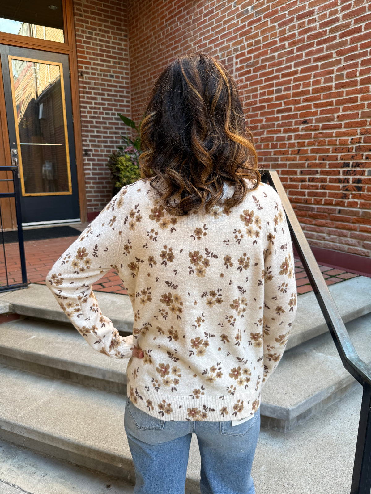 Kelly Floral Sweater in Taupe